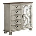 thumbnail image 1 of Saltoro Sherpi 48 Inches Scrolled Design 5 Drawer Armoire with Mirror Insert, White, 1 of 1