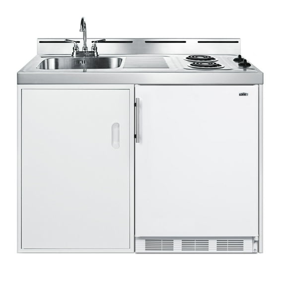 48 Inches Wide All-In-One Kitchenette, No Plumbing Needed, Coil Burners