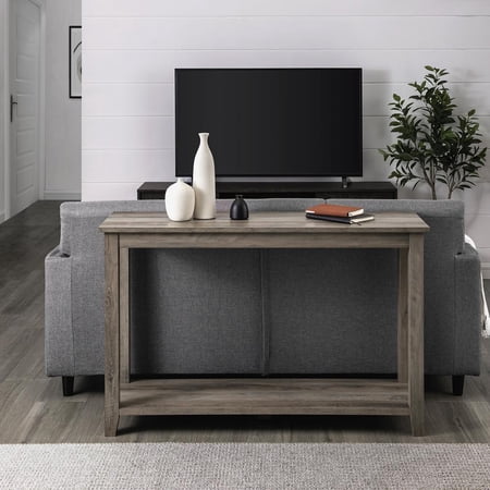 48" Indoor Coastal Wood Sofa Table - Gray Wash