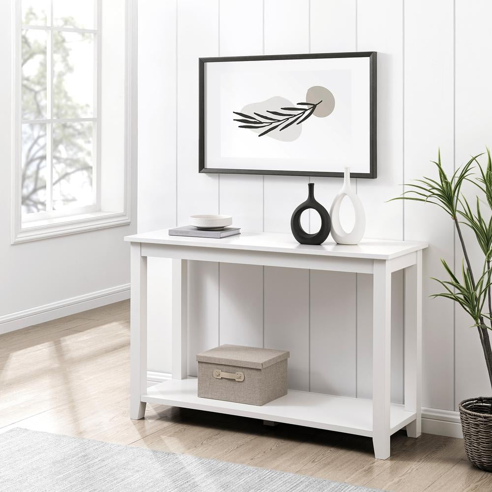 48" White MDF Wood Console Table with Storage Shelf