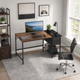 thumbnail image 1 of 48" Industrial Computer Desk with Storage Shelves & 2 Fabric Drawers , Home Office Desk Study Writing Desk,Rustic Brown, 1 of 9