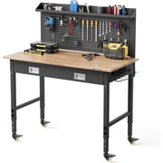 48 Inx24 In Rolling Workbench 2000 lb with Drawer LED Light 6-Level Height