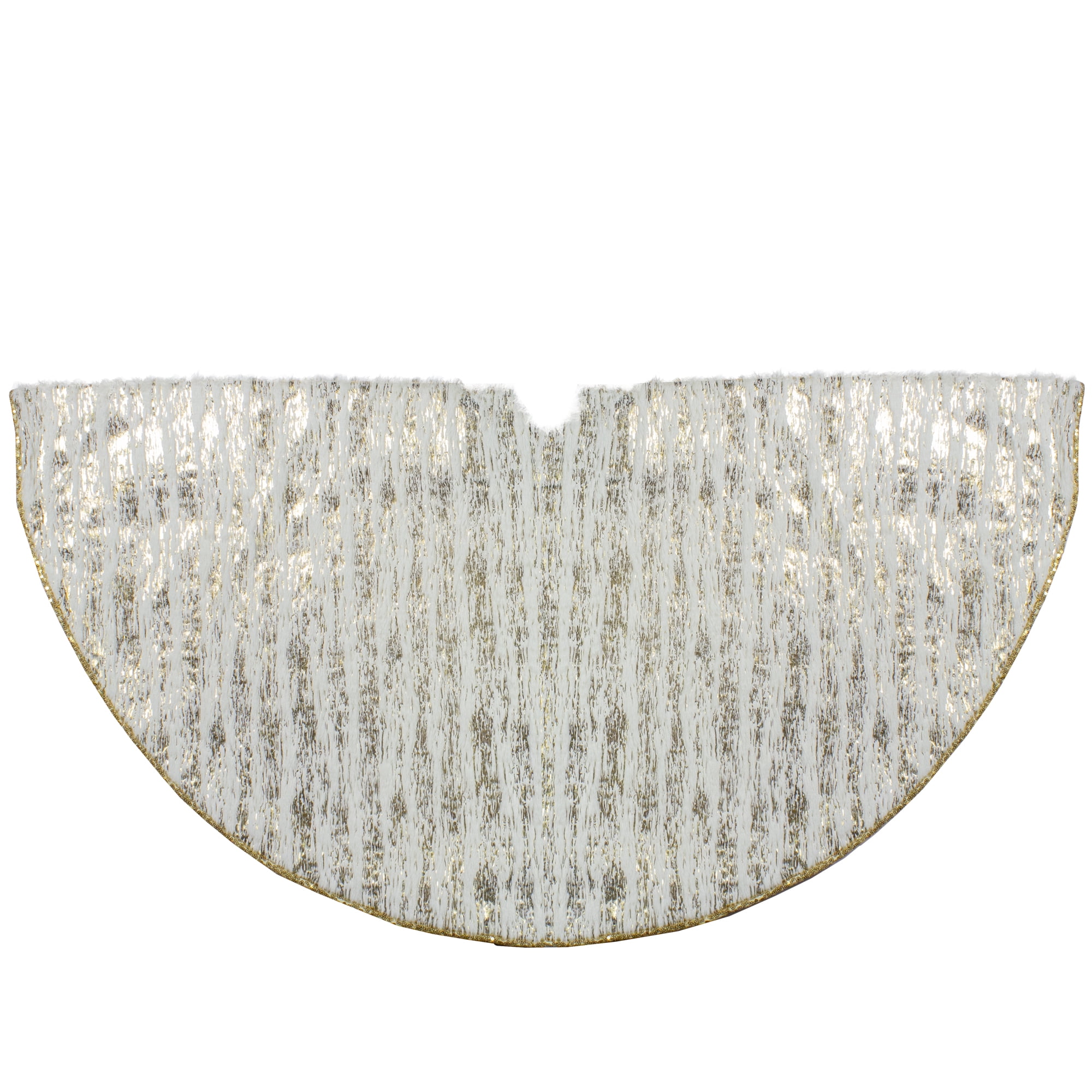 48" Ivory and Gold Wood Grain Pattern Christmas Tree Skirt