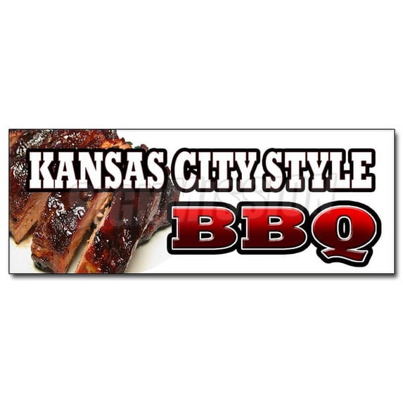 48" KANSAS CITY STYLE BBQ DECAL sticker beef brisket ribs pork barbque open