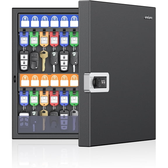 48-Key Wall Mount Key Lock Box with Combo Lock, Black