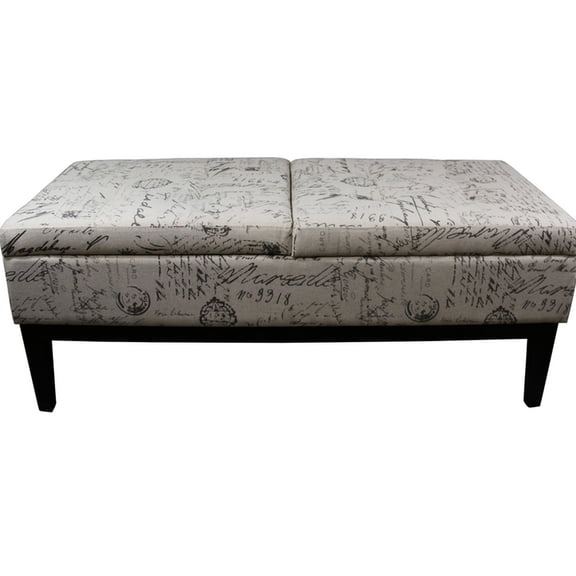 48" L x 20.5" W Storage Bench with Old - World Print | Perfect for Home Storage and Seating | Offers a Durable and Sturdy Base
