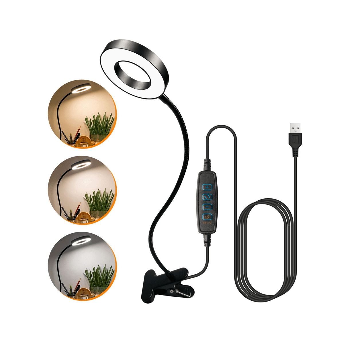 48 LED Desk Lamp Clip on Desk Lamp 360°Flexible Reading Table Light Eye