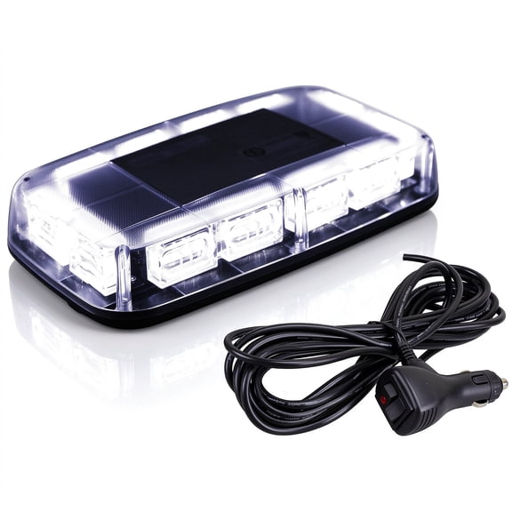 48 LED Magnetic Roof Top Strobe Light Bar, 12-24V, 16 Flash Patterns, for Snow Plow and Trucks - White