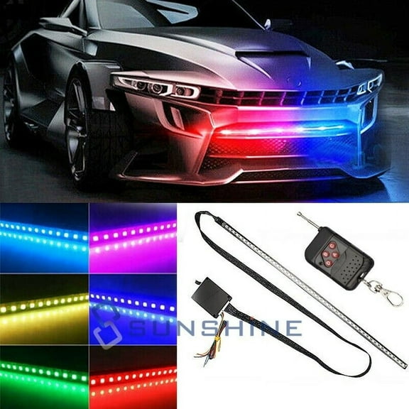 48 LED RGB Knight Rider Scanner Flash Car Strobe 7 Color Light Kit Strip 22 Inch