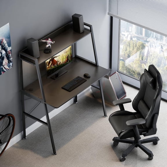 48" Ladder Computer Desk with 2-Tier Storage Shelves & Bookshelf