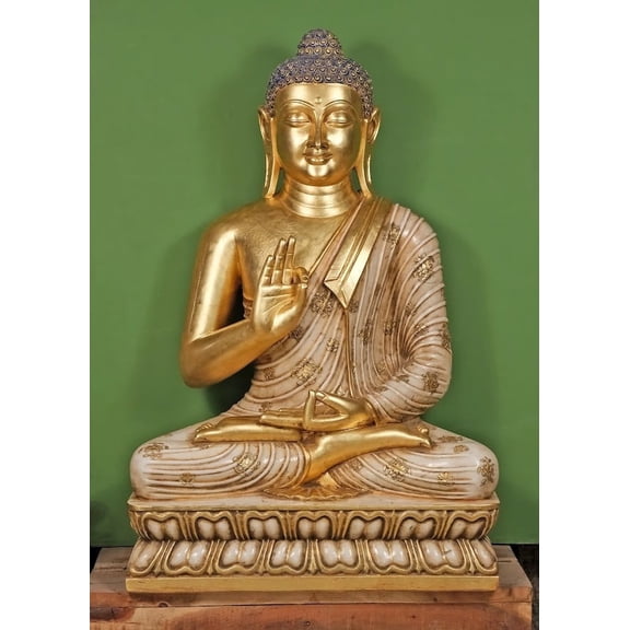 48 Large Lord Gautam Buddha Marble Sculpture Handcrafted Spiritual Art For Tranquil Spaces | Handmade Indian Decorative Sculpture for Home Decor