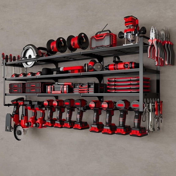 YN 48" Large Power Tools Organizer Wall Mount,12 Drill Holder for Garage, Workshop Heavy Duty Storage Rack