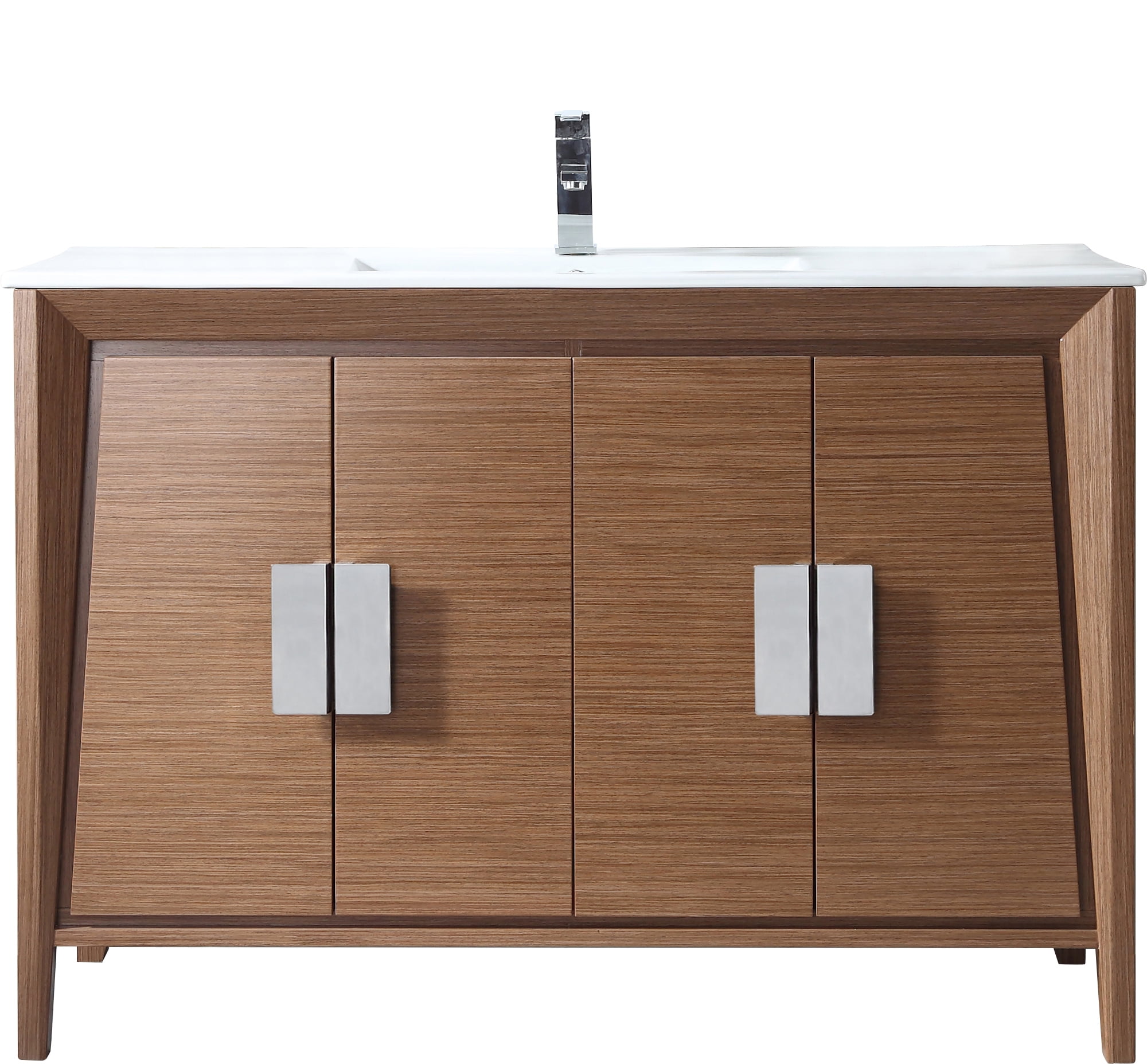 Larvotto 48" Wheat Finish Birchwood Bathroom Vanity with White Ceramic Sink