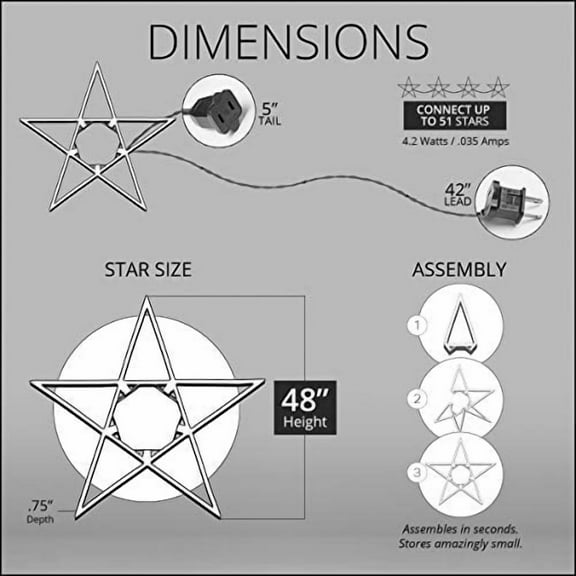 48-Light LED Outdoor Star Decor, Folding Cool White Christmas Star
