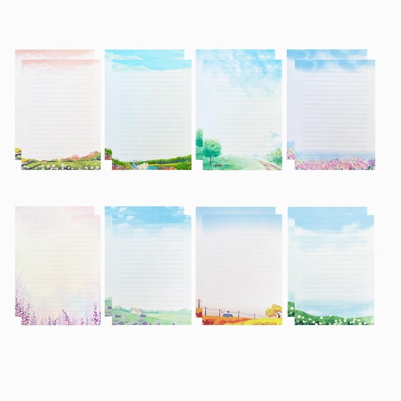 48 Lined Writing Papers with 8 Unique Designs 11.4 x 8.26" 1 Pack