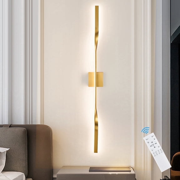 48 Long Gold Bathroom Vanity Light with Remote, Hardwired Wall Mount Lighting LED Wall Lamp Wall Light Fixture for Living Room Bedroom Entrance Foyer