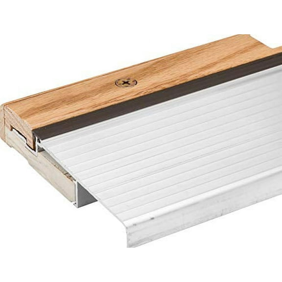 48" Long X 5 3/4" Wide Adjustable Height Oak and Aluminum SILL 4 FT AW-575 (Silver)