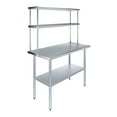 thumbnail image 1 of 48" Long x 24" Deep" Stainless Steel Work Table With 12" Wide Double Tier Overshelf | Metal Kitchen Prep Table & Shelving Combo, 1 of 9