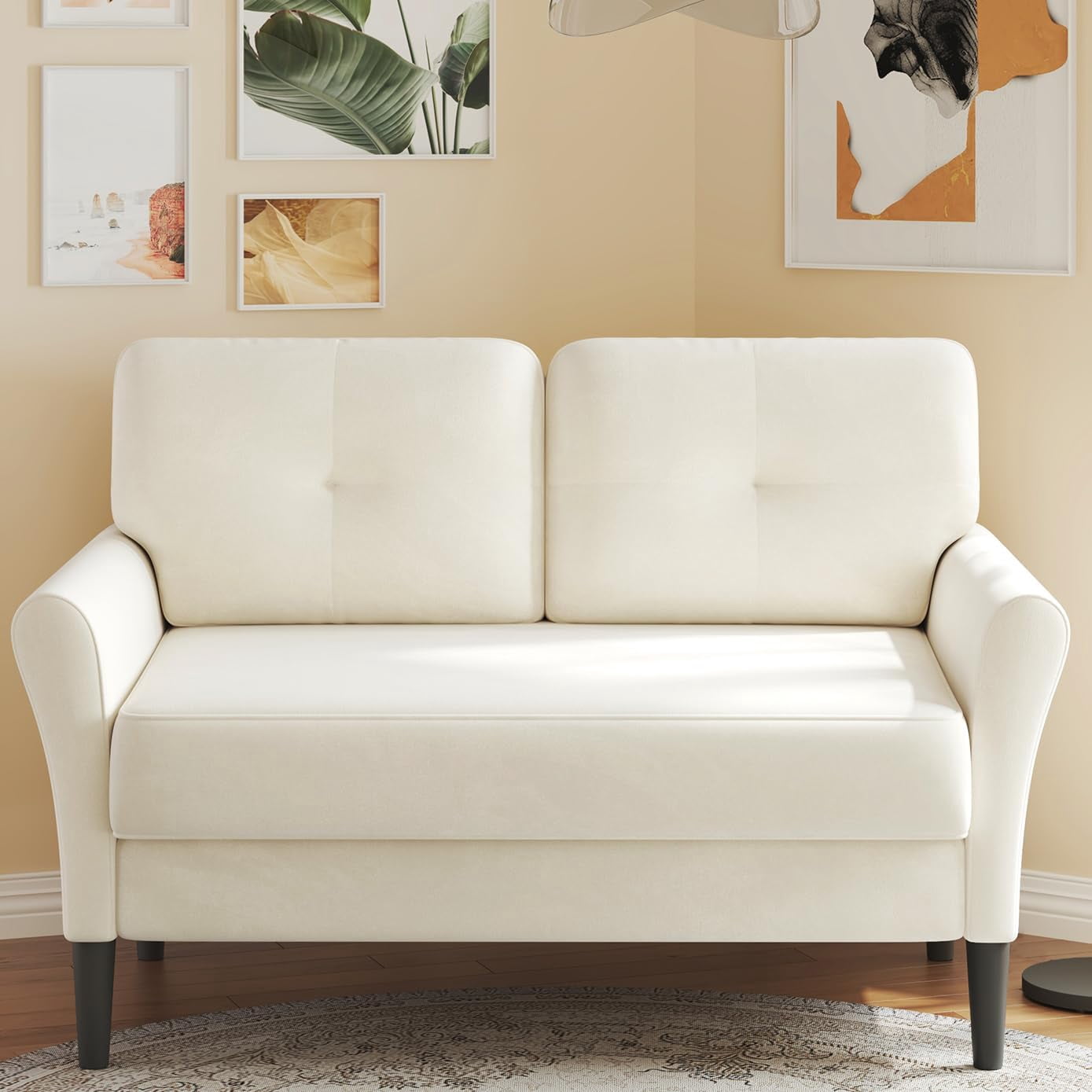 48" Loveseat Sofa, Small Couch for Bedroom, Comfy Love Seat with 21in ...