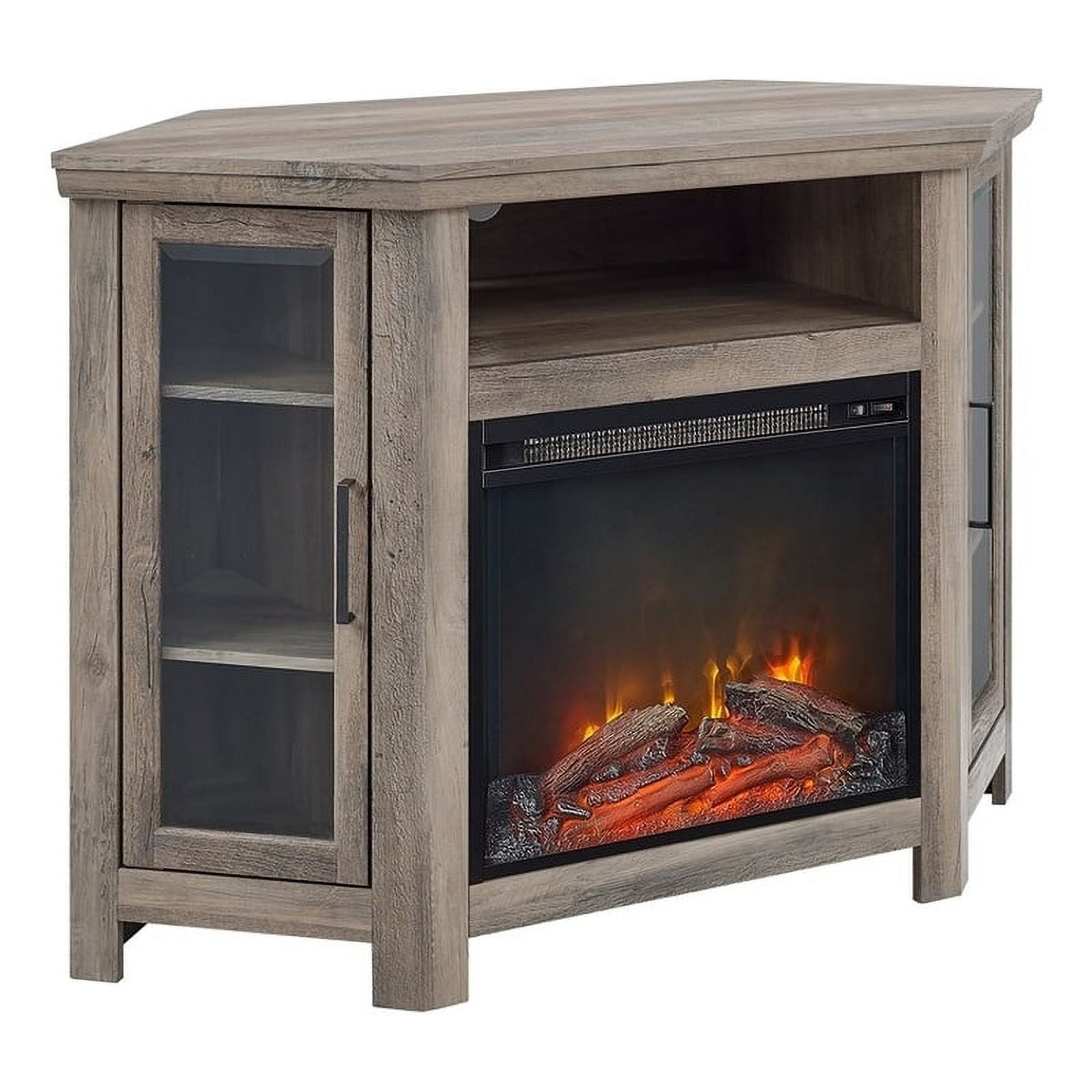 48" MDF Corner Fireplace TV Stand Grey Wash