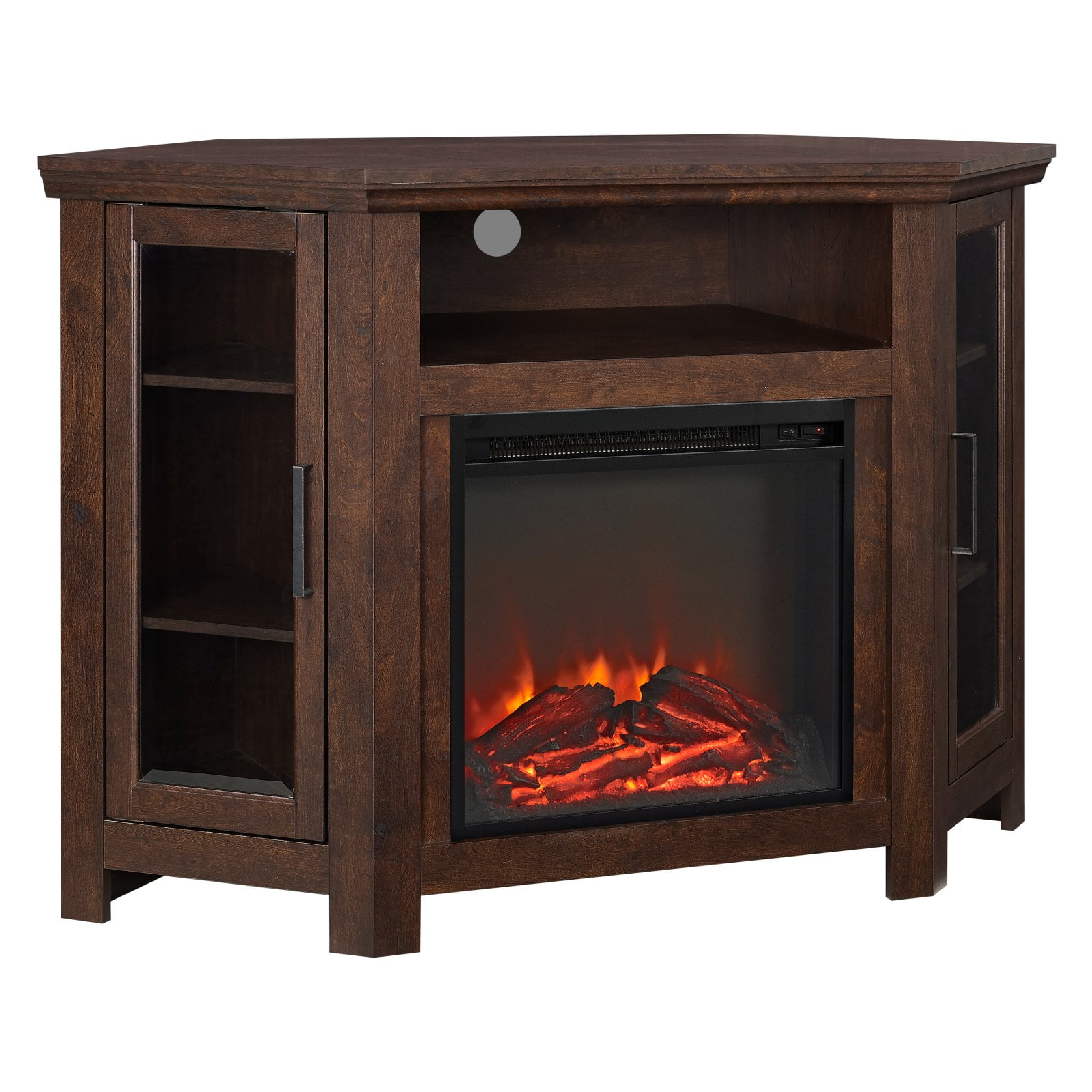 Traditional Brown 48" Corner Media Stand with Electric Fireplace