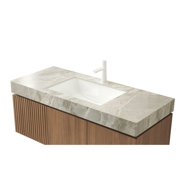 48" MURI Light Gray Sintered Stone Countertop & Ceramic Basin, NO Cabinet, NO Faucet and Sink Cover