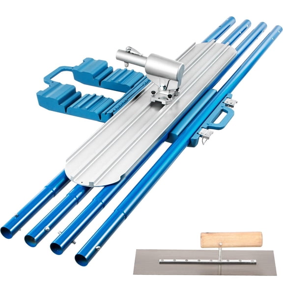 48" Magnesium Bull Float with 8" Round End - Concrete Finishing Tool Kit Includes 4 Handles & Bracket for Cement Work
