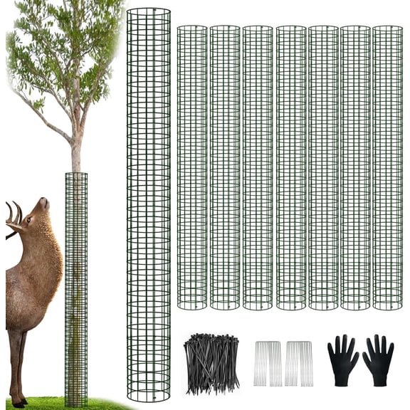 48" Metal Tree Trunk Protectors 8-Pack Mesh Tree Guards with Zip Ties and Stakes for Expandable Deer and Animal Protection