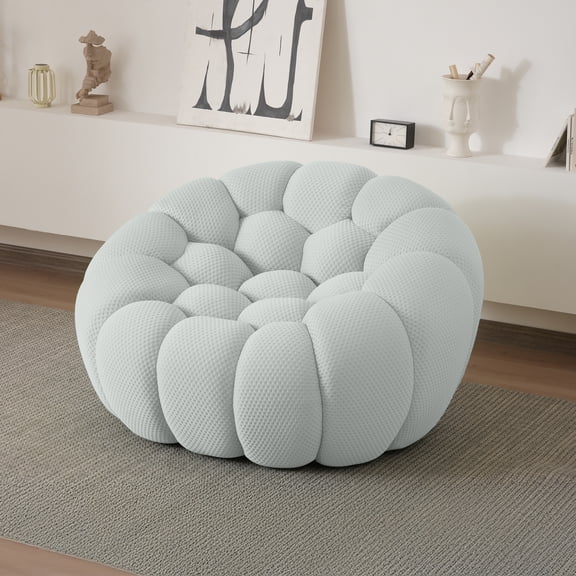 48" Modern Bubble Couch 1-Seater, Oversized Curved Couches, Lazy Curved Bubble Floor Sofa, 3D Textile Mesh Fabric for Living Room,Office,Apartment,No-Assembly, Light Gray Couch