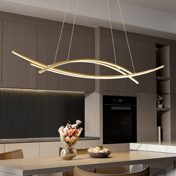 Modern 4-Light Gold Linear Chandelier