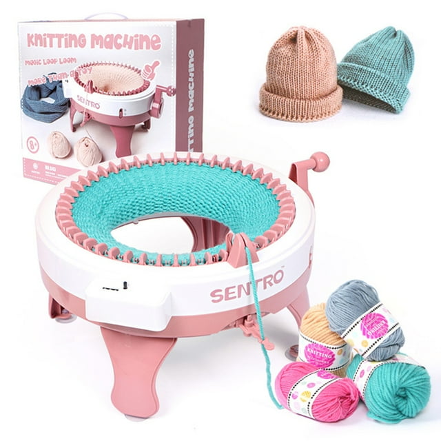 48 Needles Knitting Machine with Row Counter and Plain/Tube Weave Conversion Key, Efficiently DIY Scarf Hat SockPink