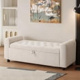 thumbnail image 1 of 48" Ottoman with Storage, Tufted Storage Ottoman Bench, Convenient Living Room Fabrics Bench Seat, Entryway Shoe Benches with Inner Zipper & Arm, Rivetless Upholstered Window Seat Ottomans, Beige, 1 of 18