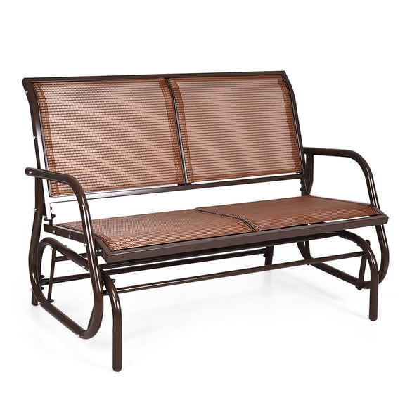 48" Outdoor Patio Swing Glider Bench Chair Loveseat Rocker Lounge Backyard Brown