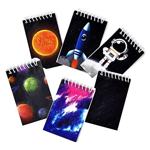 48 Outer Space Astronaut Mini Notepads Moon Rocket Ship Theme Memo Spiral Notebooks for Kids Boys Girls Solar System Planet Birthday Party Giveaway & Teacher Classroom Reward