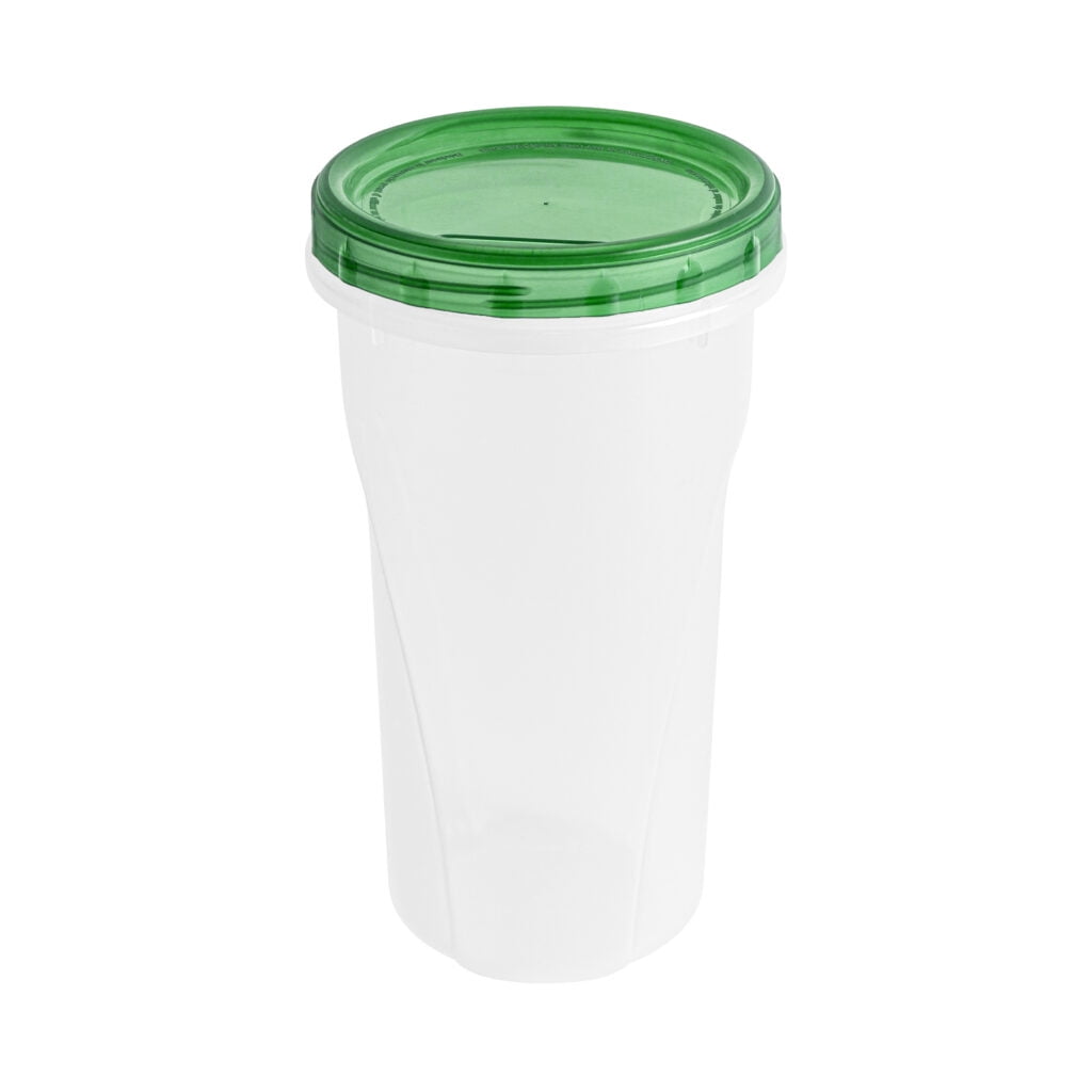 [48 Oz - Green - 4 Pk] Large Deli Food Storage Screw And Seal Containers 48 Oz Stackable Reusable Mirowave Dishwasher Safe Quality Plastic Twist Cap Canisters 4 Pack