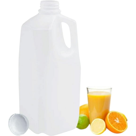 (48 PACK) 64 Oz. Empty Plastic Juice Bottles with Tamper Evident White Screw Caps - Half Gallon, Smoothie Bottles - Ideal for Juices, Ice Coffees, Milk, Smoothies, Picnic's and Even Meal Prep