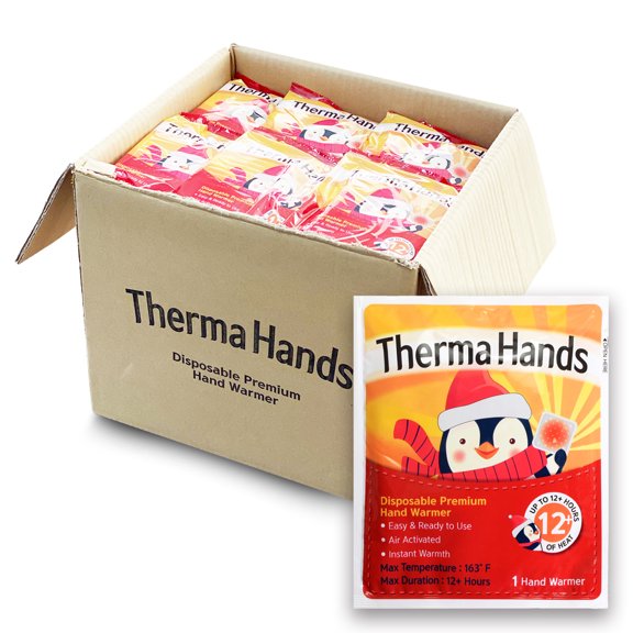 [48 PACK] ThermaHands Hand Warmers - Value Pack (Size: 3.5 inch x 4 inch, Duration: 12+ Hours, Max Temp: 163 F) Air-Activated, Convenient, Safe