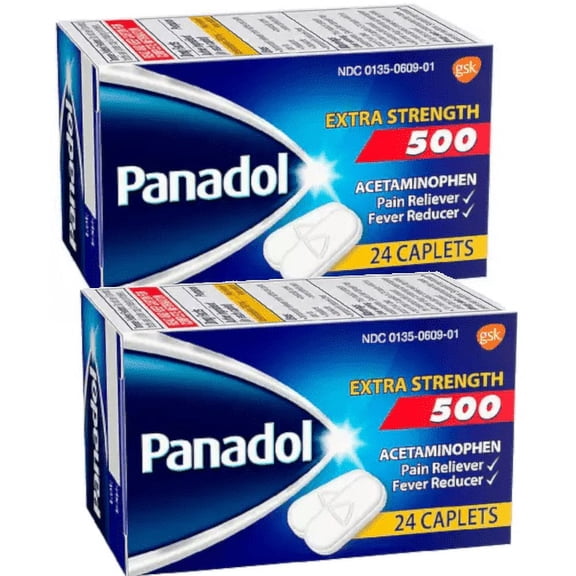 PANADOL 500 mg Extra Strength Caplets Pain Reliever 48 Count