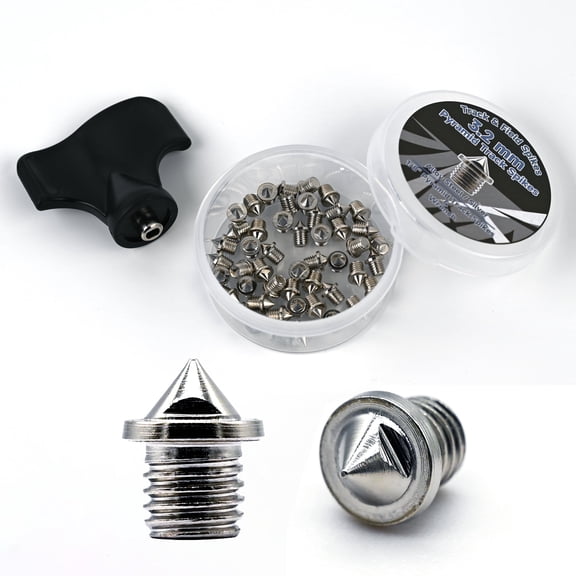 48 PCS 3.2mm 1/8 inch Pyramid Track Spikes Steel Alloy Spike Replacements for Middle and Long Distance Running, Cross Country, Include Wrench