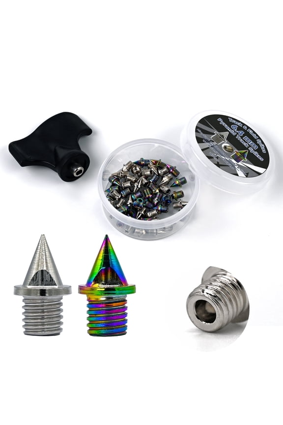48 PCS 6.4mm 1/4 inch Hollow-Out Pyramid Track Spikes Steel Alloy Spike Replacements 1.1 grams for Sprint Running, Cross Country, Include Wrench