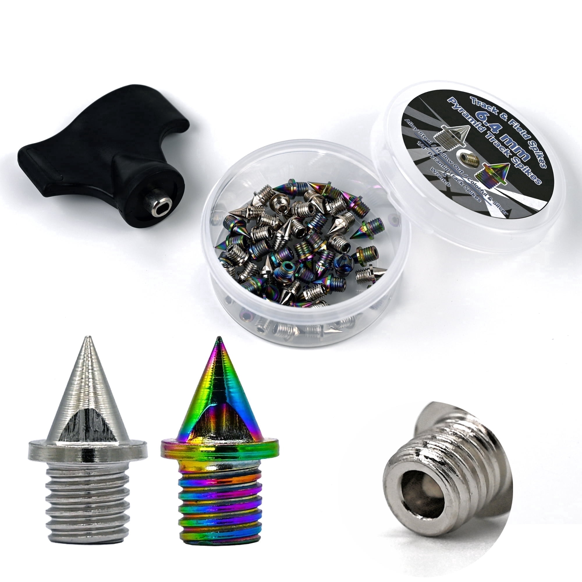 Pyramid Track 48 PCS 6.4mm 1/4 inch Hollow-Out Pyramid Track Spikes Steel Alloy Spike ...