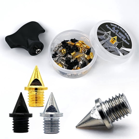 48 PCS 6.4mm 1/4 inch Pyramid Track Spikes Steel Alloy Spike Replacements for Sprint Running, Cross Country, Include Wrench
