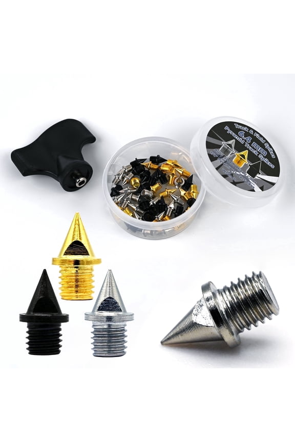48 PCS 6.4mm 1/4 inch Pyramid Track Spikes Steel Alloy Spike Replacements for Sprint Running, Cross Country, Include Wrench