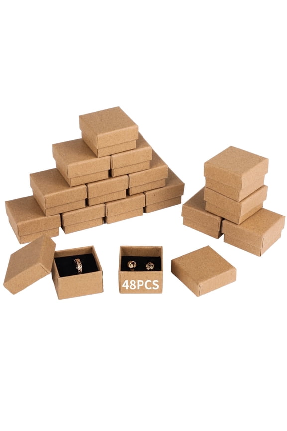48 PCS Ring Boxes, 2x2 Inch Square Jewelry Gift Box with Sponge Insert, Wedding Ring Display Box for Earrings, Jewelry Packaging & Presentation