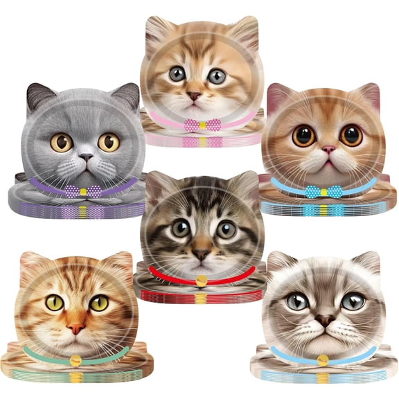 48 PCS Cat Birthday Party Decorations Birthday Paper Plates Cat Theme Disposable Pet Party Plates for Kids Baby Shower Birthday Party Supplies Serves 48