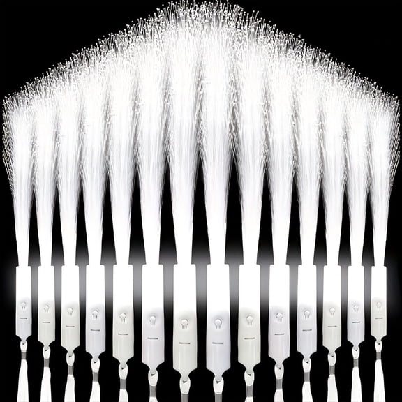 48 PCS Fiber Optic Wands LED White Glow Stick Flash Fiber Optic Light Rod for Bulk Wedding Lighting Wands Flashing Sticks with 3 Light Modes Including Creating The Perfect Party Concert Atmosphere