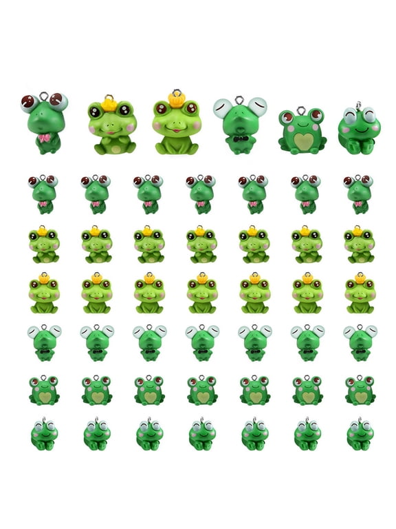 48 PCS Frog Charms for Jewelry Making Bulk Cute Animal Pendants Green Frog Keychain Charms Small Jewelry Making Charms