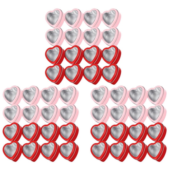 48 PCS Heart Shape Metal Tins with Lid Metal Tin Cans Empty Candle Tins Red and Pink Valentine'S Day Gift Boxes,48 x Candy Box,red & pink