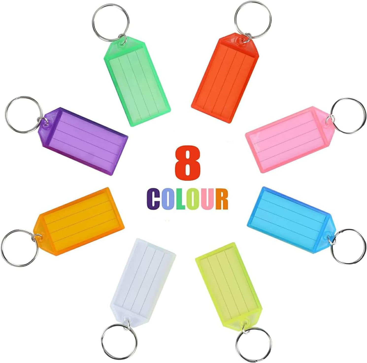 48 PCS Key Tags with Labels, Tough Plastic Key Tags with Split Ring