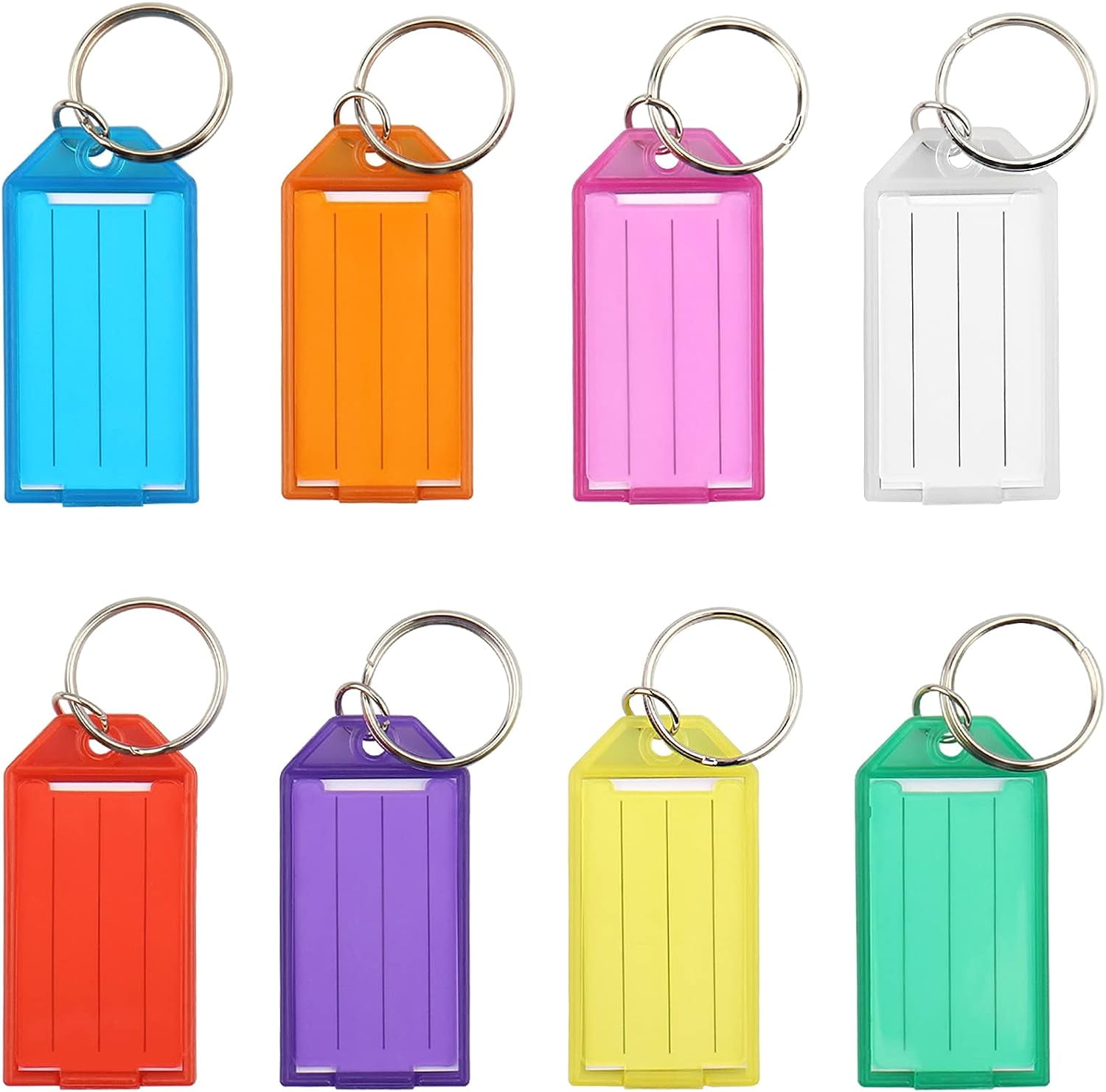 48 PCS Key Tags with Labels, Tough Plastic Key Tags with Split Ring